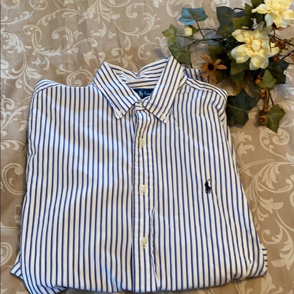 Ralph Lauren White/Blue Button Down - Picture 1 of 5